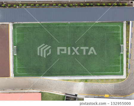 Empty mini soccer green field Empty mini soccer green field 132955000