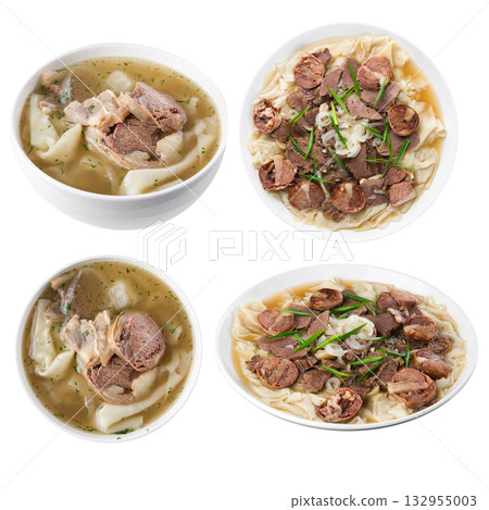 Beshbarmak and naryn with horse meat and noodles Beshbarmak and naryn with horse meat and noodles 132955003
