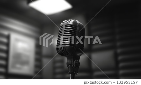 Vintage Microphone in Recording Studio 132955157