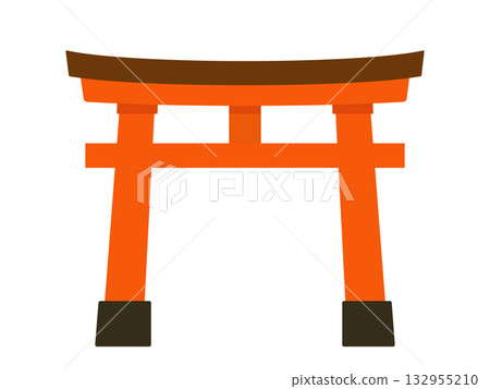 神社鳥居的極簡平面插畫 神社鳥居的極簡平面插畫 132955210