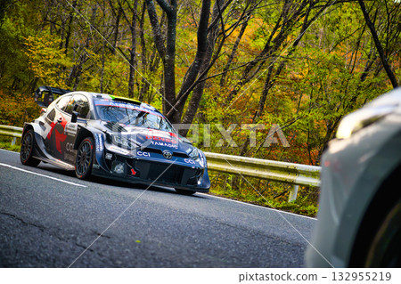 WRC racing car on public roads 132955219