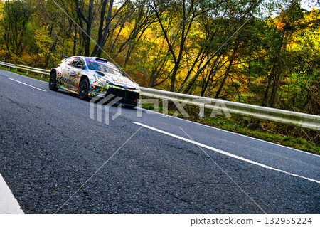 WRC racing car on public roads WRC racing car on public roads 132955224