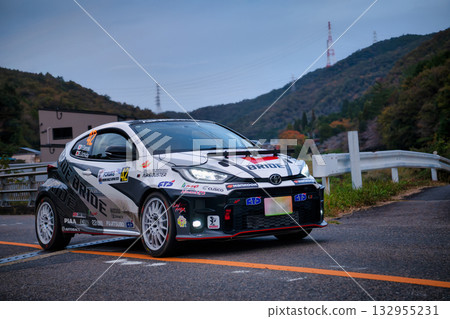 WRC racing car on public roads WRC racing car on public roads 132955231