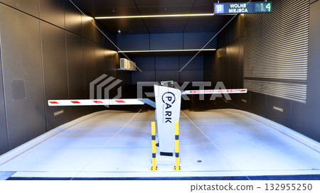 Warsaw, Poland. 21 September 2025. Automatic barrier at the entrance to the underground car park. The Form office building on Panska Street. Warsaw, Poland. 21 September 2025. Automatic barrier at the entrance to the underground car park. The Form office building on Panska Street. 132955250