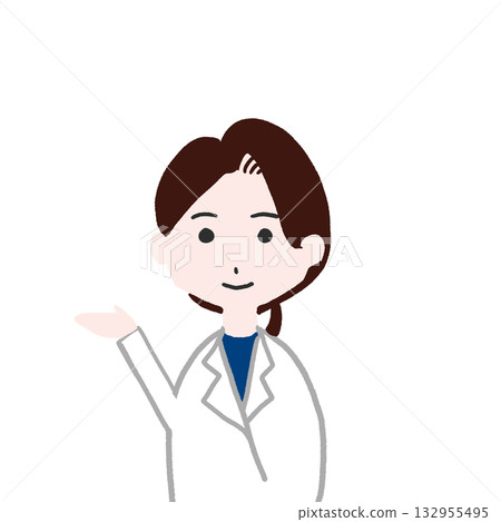 身穿白大褂的女性插圖（說明、指導） 132955495
