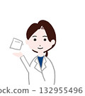 一位身穿白大褂、手提藥袋的女性的插圖（藥劑師、用藥說明、解釋） 132955496
