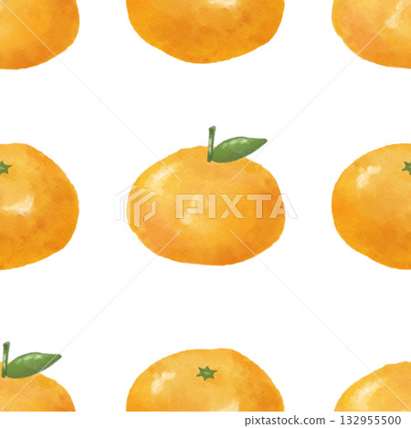 Seamless watercolor orange and mandarin orange pattern | Winter background and miscellaneous goods design 132955500