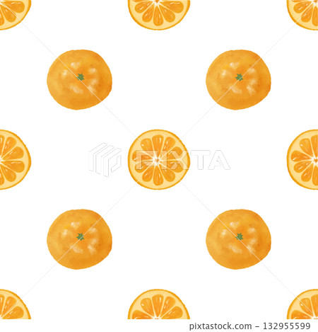 Seamless watercolor orange and mandarin orange pattern | Fruit design, winter background, miscellaneous goods design 132955599