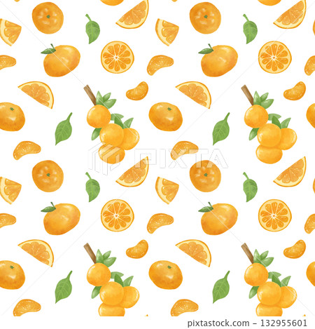 Seamless watercolor orange and mandarin orange pattern | Fruit design, winter background, miscellaneous goods design Seamless watercolor orange and mandarin orange pattern | Fruit design, winter background, miscellaneous goods design 132955601