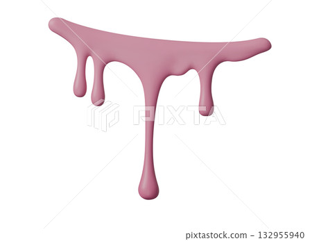3D pink liquid drip isolated on white background. Glossy melting cream and candy texture. Abstract flow design perfect for dessert, paint, or cosmetic vector illustration and decoration 3D pink liquid drip isolated on white background. Glossy melting cream and candy texture. Abstract flow design perfect for dessert, paint, or cosmetic vector illustration and decoration 132955940