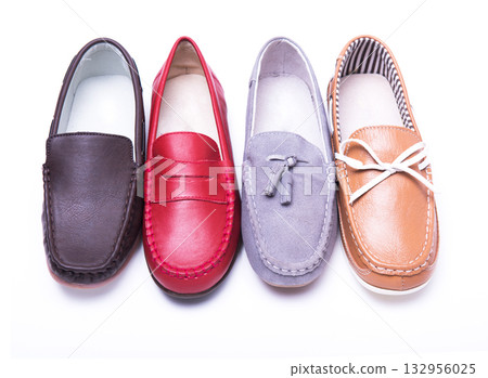 Teen red moccasins on a white background 132956025