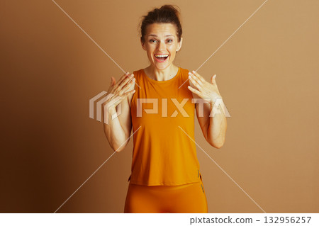 Expressive Woman with Surprised Gesture 132956257