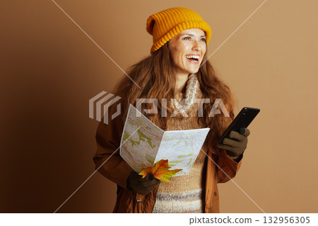 Joyful Hiker Anticipates Autumn Adventure Joyful Hiker Anticipates Autumn Adventure 132956305