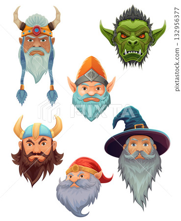 ancient fantasy characters for computer games: sorcerer, witcher, dwarf, elf, goblin, shaman, warrior cartoon stock vector illustration ancient fantasy characters for computer games: sorcerer, witcher, dwarf, elf, goblin, shaman, warrior cartoon stock vector illustration 132956377