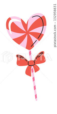 Heart shape lollipop hand drawn 132956631