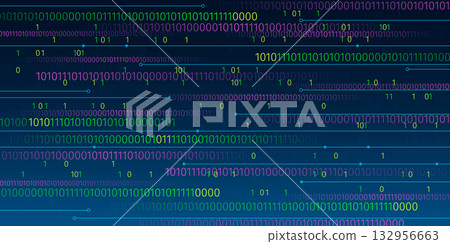 Binary code matrix on blue cyber background Binary code matrix on blue cyber background 132956663