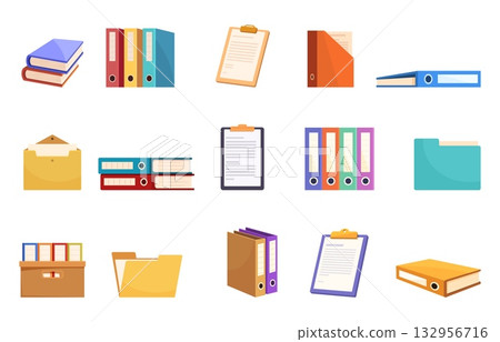 Cartoon office papers and folders. Isolated documents, yellow folder, paper holder and cardboard box. Education, work elements, sapid vector clipart Cartoon office papers and folders. Isolated documents, yellow folder, paper holder and cardboard box. Education, work elements, sapid vector clipart 132956716
