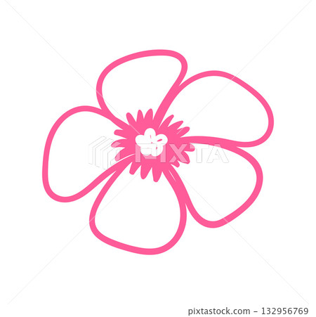 Pink flower doodle illustration 132956769