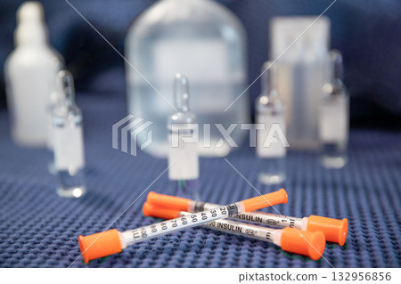 Insulin Syringes and Medical Supplies for Injection Therapy 132956856