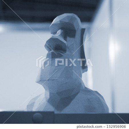 Art object printed on 3D printer. Model printed on 3D printer. 3D printed object. Shape printed on 3D printer from molten plastic. Printing technology. New modern additive FDM printing technologies 132956906