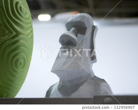 Art object printed on 3D printer. Model printed on 3D printer. 3D printed object. Shape printed on 3D printer from molten plastic. Printing technology. New modern additive FDM printing technologies Art object printed on 3D printer. Model printed on 3D printer. 3D printed object. Shape printed on 3D printer from molten plastic. Printing technology. New modern additive FDM printing technologies 132956907