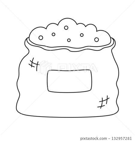 bag of soil in outline 132957281