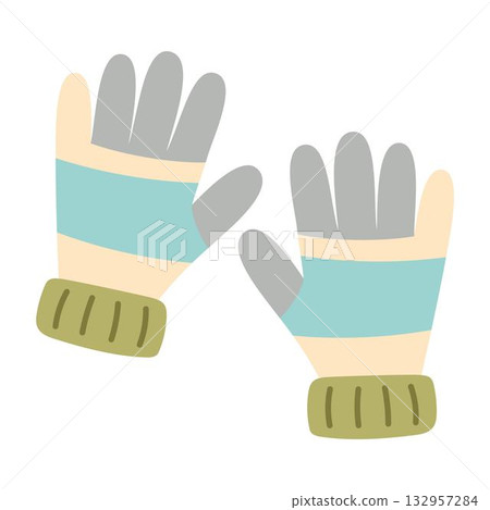 knitted warm gloves isolated 132957284