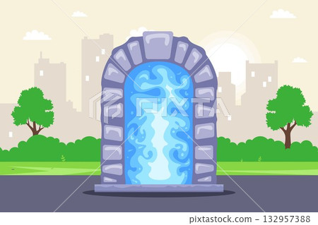 Portal magic. Door to another dimension. 132957388