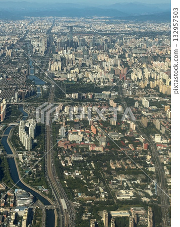 Aerial view of the urban architecture of a metropolis in Asia Aerial view of the urban architecture of a metropolis in Asia 132957503