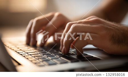 hands typing on a laptop hands typing on a laptop 132958016