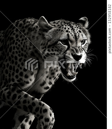 Cheetah in Wildlife: Animal Predator with Spots in the Jungle, Showcasing Nature and Speed Cheetah in Wildlife: Animal Predator with Spots in the Jungle, Showcasing Nature and Speed 132958182