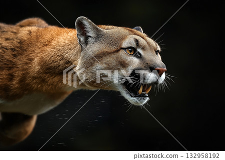 Wildlife puma being a powerful predator in nature, a majestic animal in the wild and forest Wildlife puma being a powerful predator in nature, a majestic animal in the wild and forest 132958192