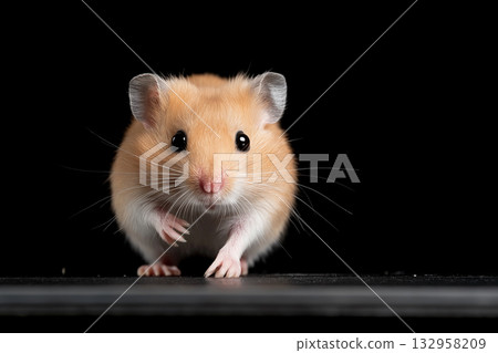 Cute hamster with whiskers posing curiously, ideal for pet and rodent lovers 132958209
