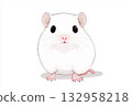 Cute white rodent illustration of a small fluffy mouse and adorable tiny furry cartoon animal 132958218