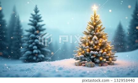 decorated Christmas tree, a centerpiece of winter wonderland 132958440