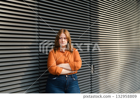 Potrait of beautiful angry woman with curvy body. Potrait of beautiful angry woman with curvy body. 132958809