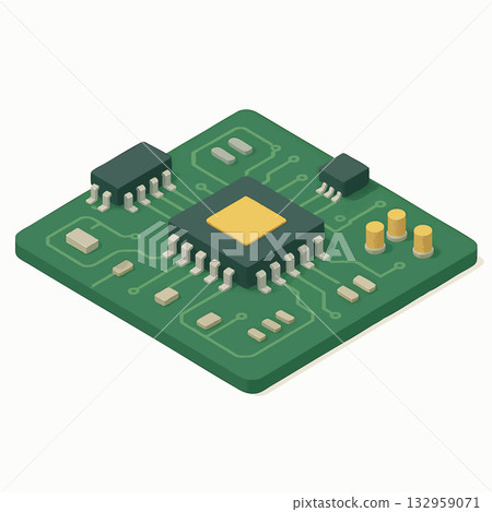 Isometric Electronic Circuit Board vector 132959071