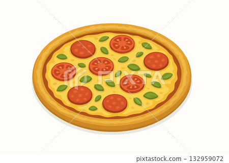 Pizza with Toppings vector illustration 132959072