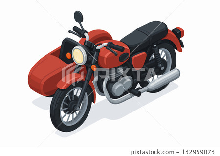 Classic Motorcycle Sidecar vector illustration 132959073
