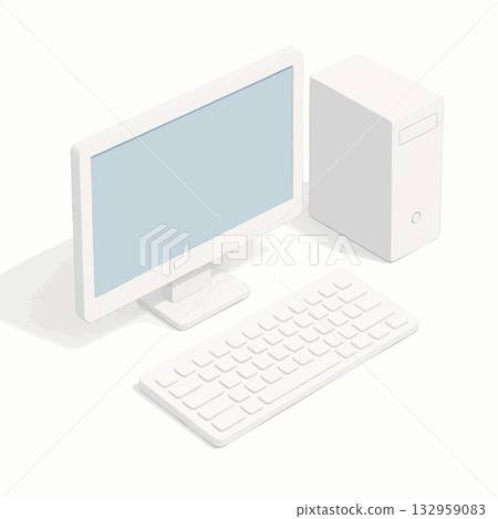 Isometric Desktop Computer Setup vector 132959083