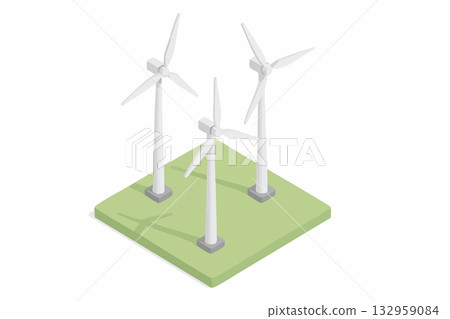 Wind Turbine Farm vector illustration 132959084