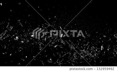 Freeze Motion Shot of Breaking Real Glass Isolated on Black Background Freeze Motion Shot of Breaking Real Glass Isolated on Black Background 132959492