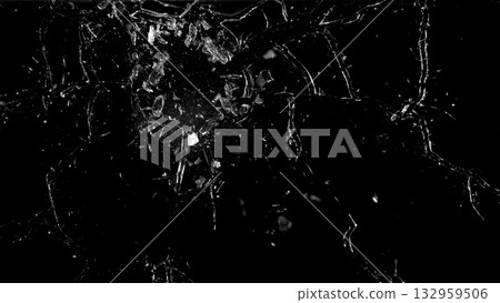 Freeze Motion Shot of Breaking Real Glass Isolated on Black Background Freeze Motion Shot of Breaking Real Glass Isolated on Black Background 132959506