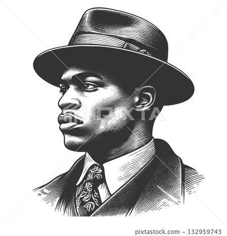 African-American gangster sketch vector 132959743