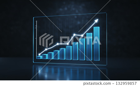 Bar chart on a dark background. Financial analysis and market insights 132959857