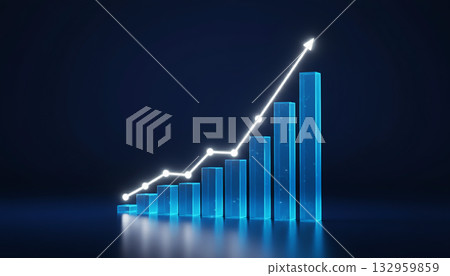 Bar chart on a dark background. Financial analysis and market insights 132959859