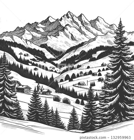Mountain Landscape vector illustration 132959963