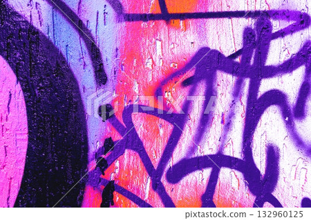 Vibrant Purple and Pink Graffiti Texture with 90s Urban Vibe Vibrant Purple and Pink Graffiti Texture with 90s Urban Vibe 132960125