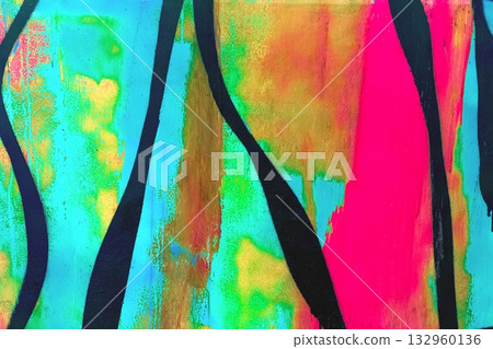 Vibrant Abstract Canvas with Neon Green, Pink, Orange for 80s, Modern Art Vibe Vibrant Abstract Canvas with Neon Green, Pink, Orange for 80s, Modern Art Vibe 132960136