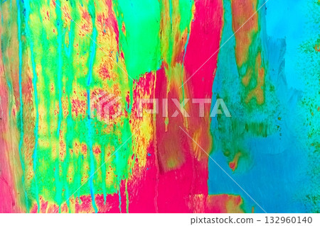Neon Abstract Paint Texture in Pink, Green, Blue with 90s, Y2K Vibe 132960140